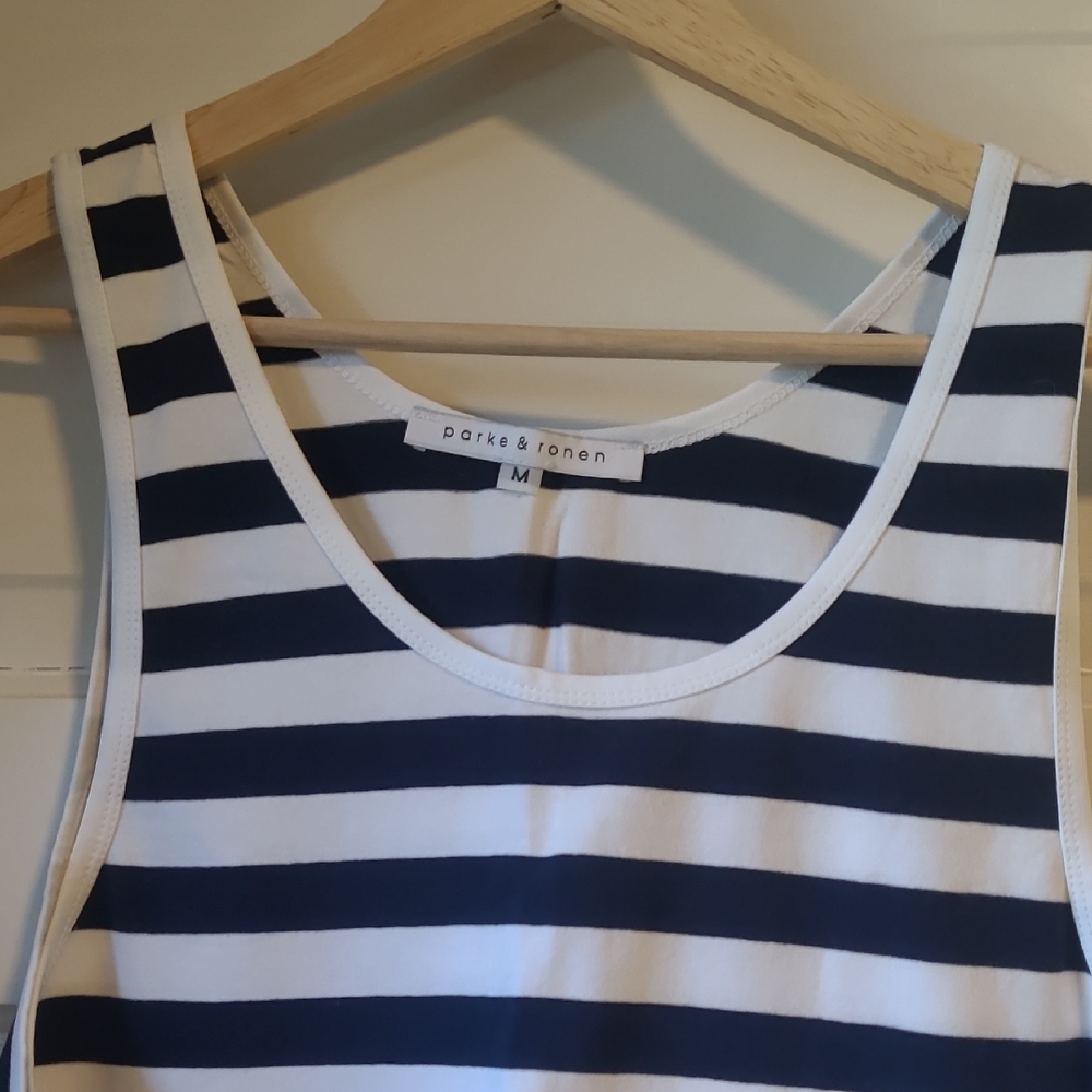 Parke & Ronen Striped Navy and White Tank Top